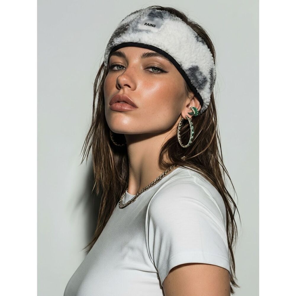 NWT RAINS Unisex Kofu Fleece Headband Camo White Black Gray Ear Warmer- One Size